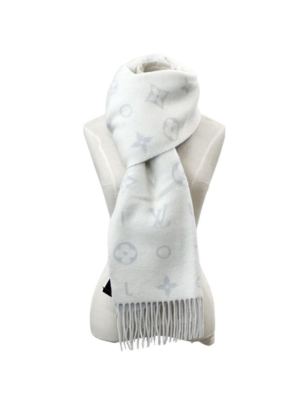 Louis Vuitton Scarf Shawl Cashmere Reykjavik Cloud Cles White Light Blue Winter - Picture 4 of 5